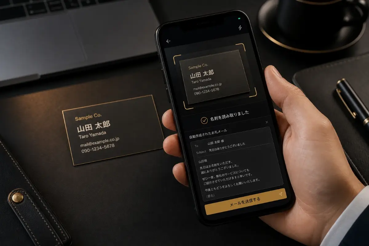 名刺連動メールステップ配信 &mdash; 名刺をスキャンして即時お礼メールとステップ配信を開始